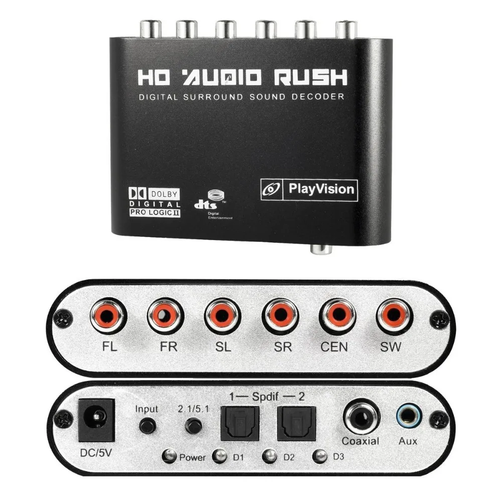 Online 5.1 Audio Rush Digital Sound Decoder Converter SPDIF Ottica Coassiale Dolby AC3 DTS stereo (R L) per 5.1CH Audio Analogico