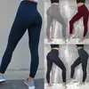 Leggings de Fitness taille haute pour femmes, couleur unie, Long froissé, longueur cheville ► Photo 3/6