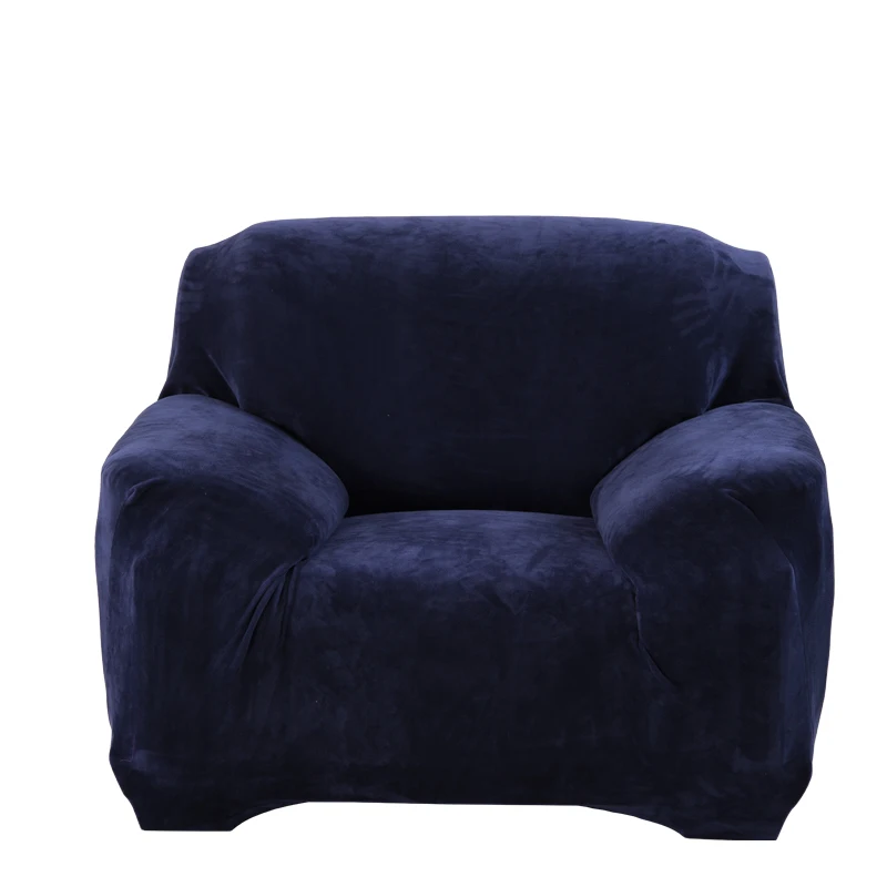 Чехлы для диванов и стульев, пыленепроницаемые чехлы для диванов, бархатная плюшевая ткань, сохраняющая тепло, для сна, для собак, подлокотники, чехлы для стульев, растягивающиеся, на одно сиденье - Цвет: navy blue