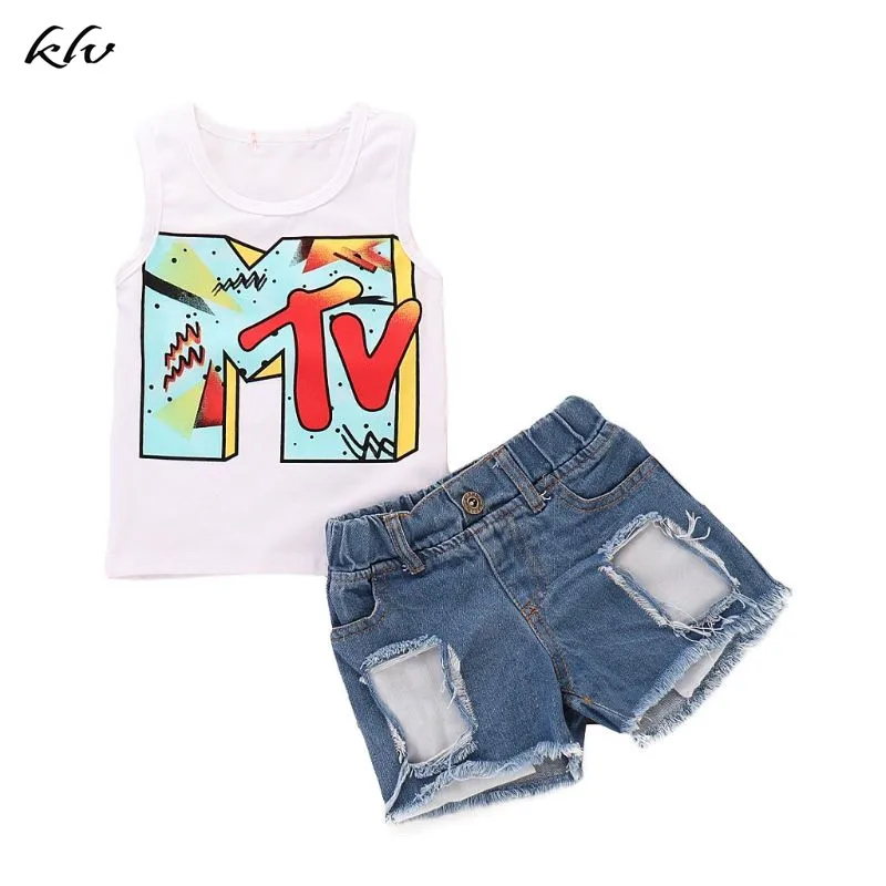 

Newborn Infant Baby Boys Summer Outfits Tank Vest Tops + Denim Shorts Pants