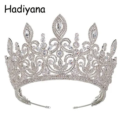 Hadiyana, новинка, роскошные свадебные украшения для волос, корона, серебряная, модная, цветочный стиль, женская тиара, свадебные, обручальные ювелирные короны HG6011 - Окраска металла: silver