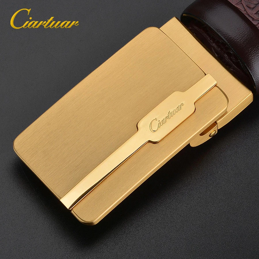 

2019 new design belt high quality for men genuine leather strap trousers luxury suit ciartuar gold brass buckle free shipping