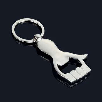 

100pcs/lot Free Shipping Silver Color Thumb Up Hand Keychain Key Ring Beer Bottle Opener Wedding Gift