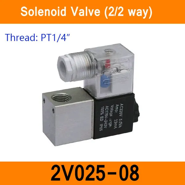 

2V025-08 1/4" 2 Position 2 Port 2 Way Air Solenoid Valves Pneumatic Control Valve DC12V DC24V AC36V AC110V AC220V