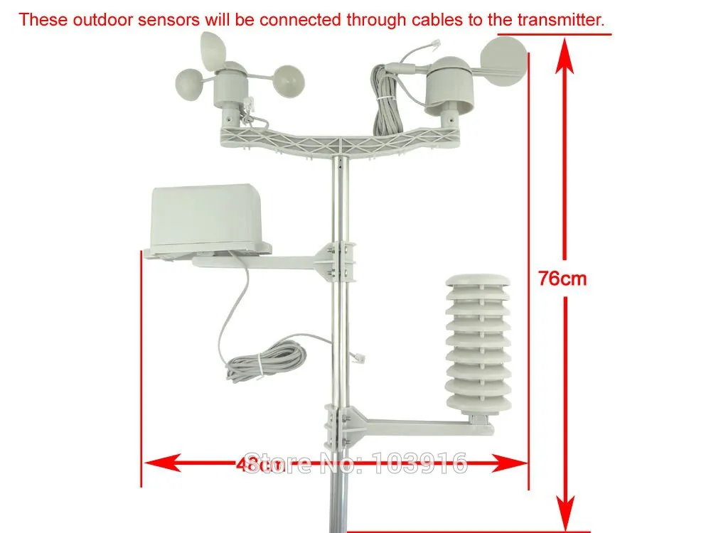 Профессиональная беспроводная метеостанция с подключением к ПК, погода, скорость ветра, дождь guage