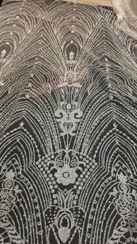 

JIANXI.C-42051 new design shinning glitter Embroidered net Lace Fabric special Glued Glitter tulle fabric