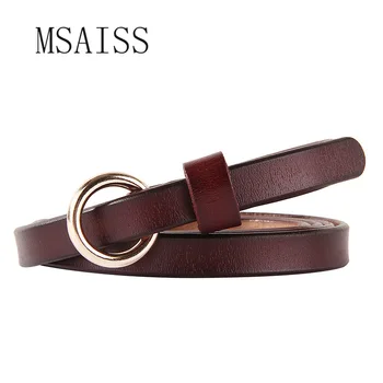

Circle Button Ladies Cowskin Leather Belt Red Luxury Women Leather Dress Accessory