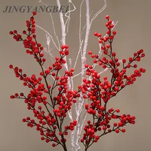 Белая ветка дерева, вилка PE, ягоды, красные фрукты, ягоды, искусственный цветок, красная вишня, ветви, цветок, Рождество, декоративный