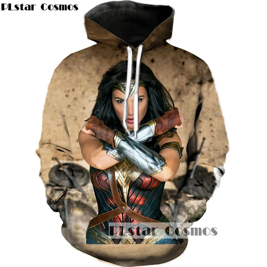  PLstar Cosmos Creative 3D Superhero Printed Hoodie Wonder Woman Print Hoodies Women Princess spring