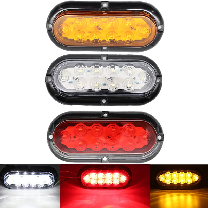 

12V Universal 10LED Trailer Truck Caravan Taillight Tail Rear Light Turn Signal Brake Stop Lamp Car Pickup White/Amber/Red