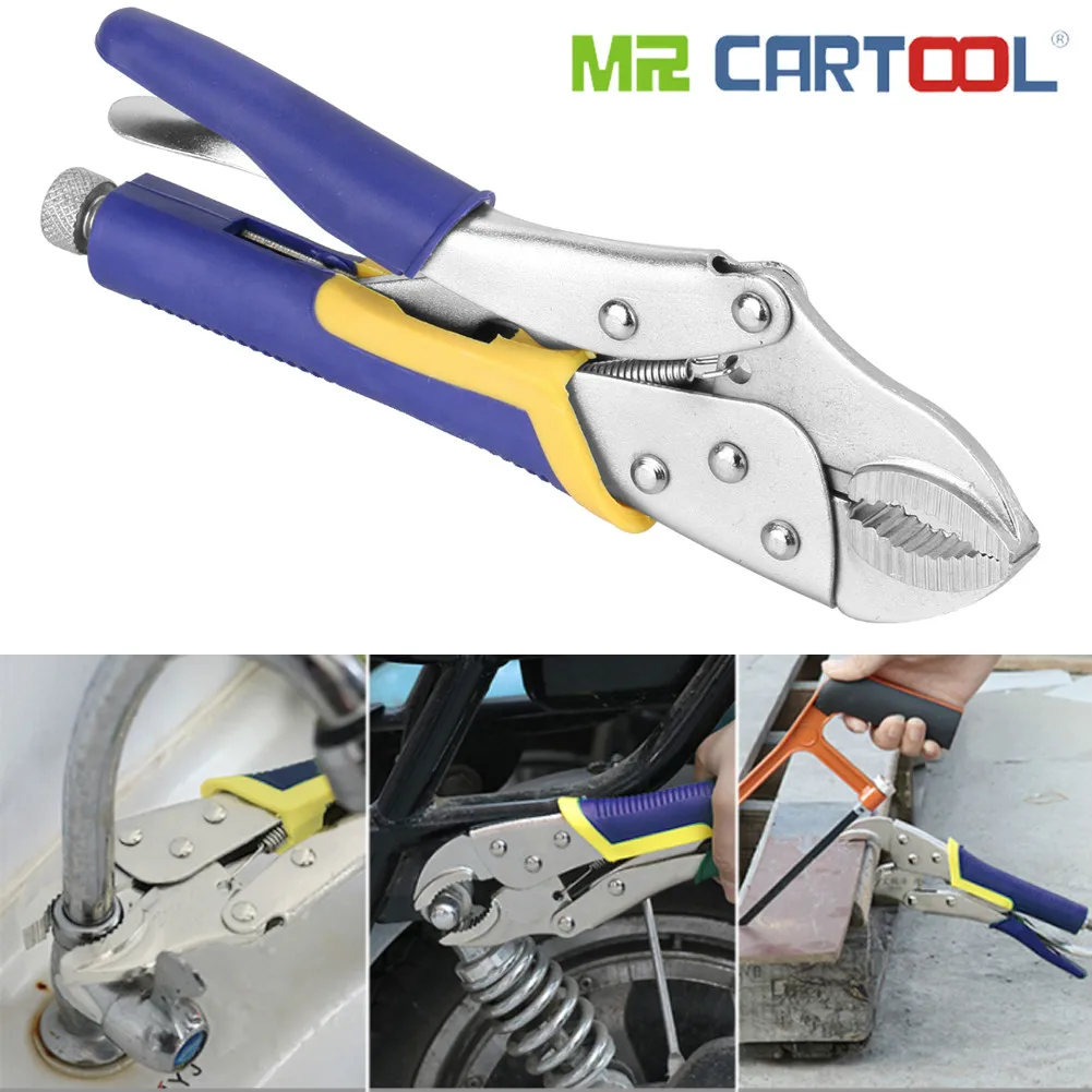 

MR CARTOOL 10 Inch Curved Jaw Locking Pliers Grip Fast Release Universal Tool Cutter For Bolt Nut One-handed Operation
