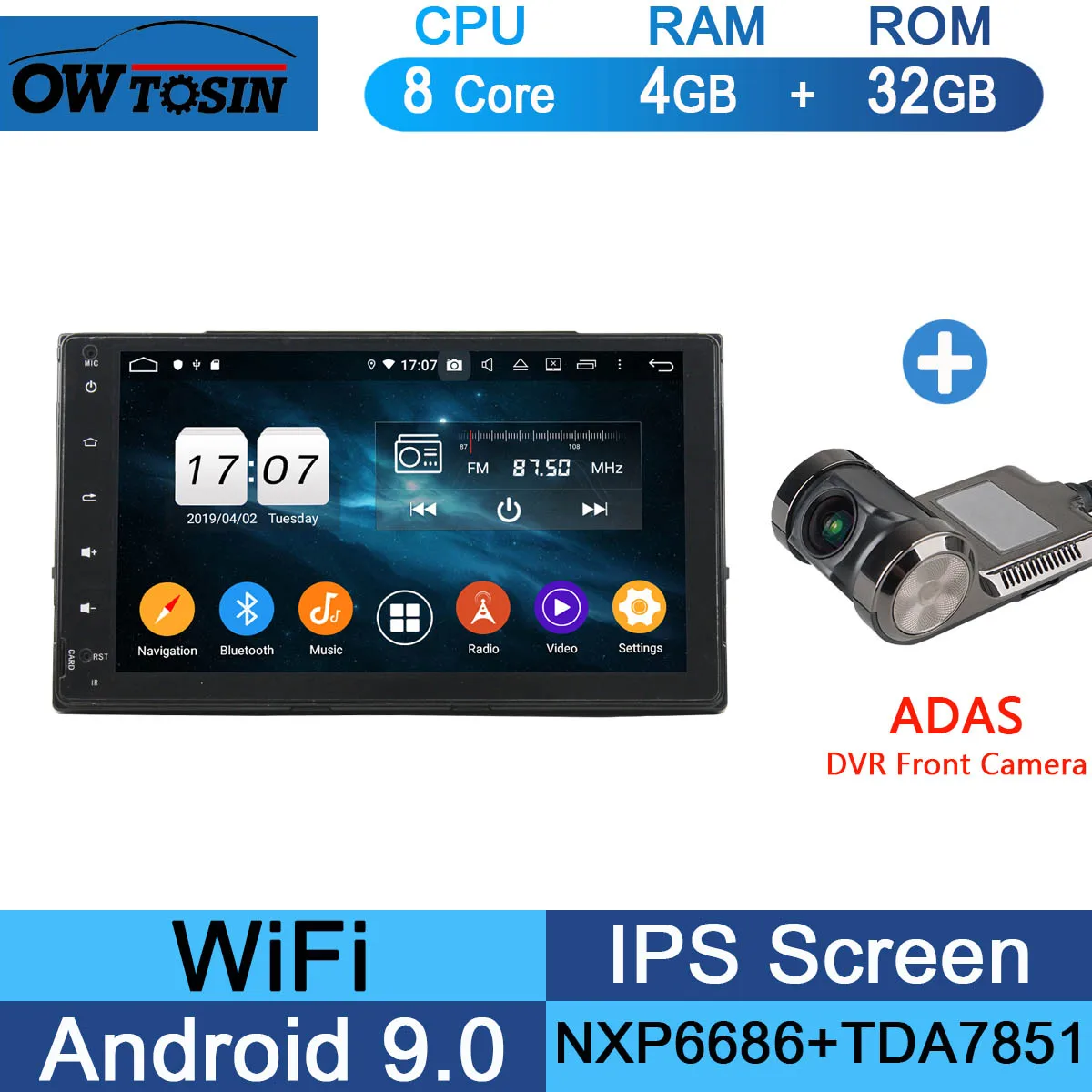 " ips 8 Core 4G+ 64G Android 9,0 автомобильный DVD мультимедийный плеер gps Радио для Toyota Corolla DSP CarPlay Parrot BT - Цвет: 32G Adas Camera