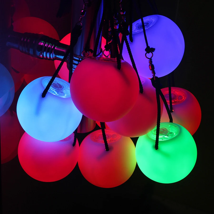 Светодиодный светильник с брошенными светящимися шариками, разноцветный светильник для тренировок, фитнеса, танца живота, красочный меняющий шар Lanyar