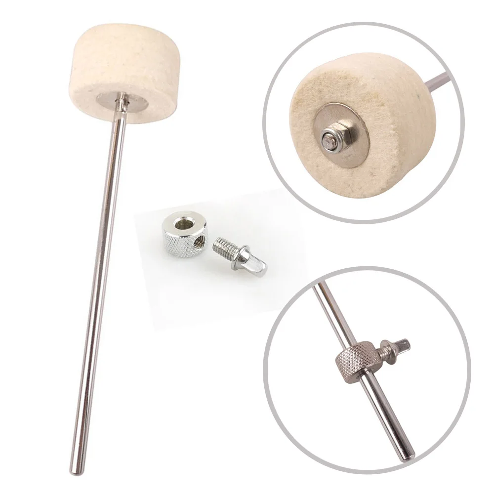 Bass Kick Drum Beater Weights White Wool Felt Hammer Stainless Steel