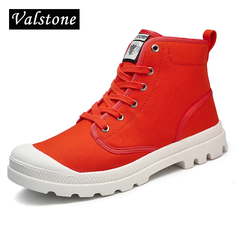 

Valstone Women's Hand made Martin Boots Canvas Ankle Boots Unisex high tops sneakers Parlatan shoes anti-skid sole plus sizes 47