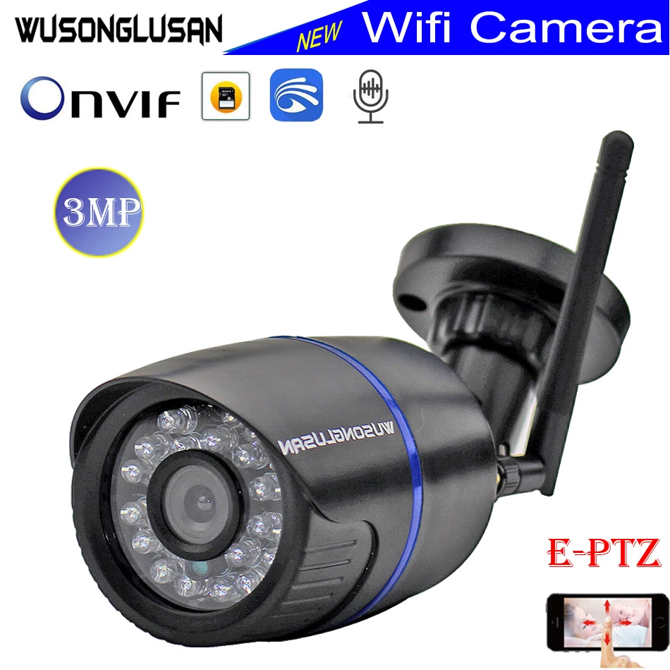 E PTZ Yoosee Wireless Wifi IP Camera Bullet 3MP Onvif SD Card Slot