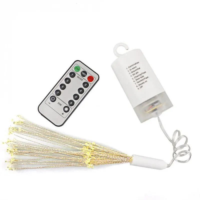 80LED-Remote-controlled-Silver-Hanging-Starburst-String-Light-W-timer-controller-Battery-operate-Christmas-Wedding-Outdoor