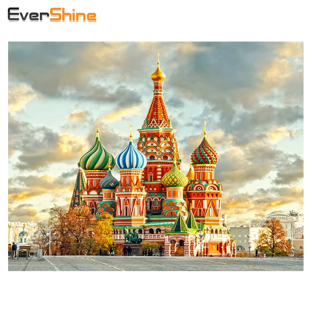 

EverShine 3D DIY Diamond Embroidery Church Full Square Diamond Mosaic Home Decor Cross-stitch Kits Needlework