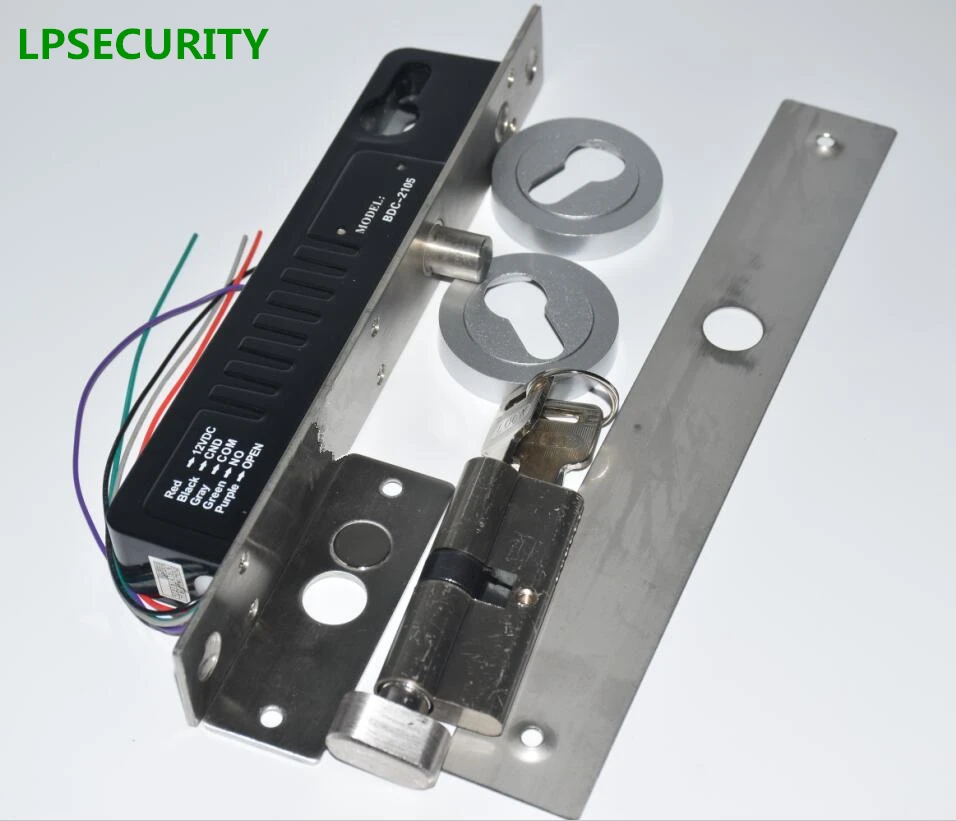 Cena LPSECURITY Fail bezpieczne 24VDC 12VDC 5 linii elektryczny rygiel blokujący blokady ręczne klucze dla systemu kontroli dostępu elektryczny rygiel