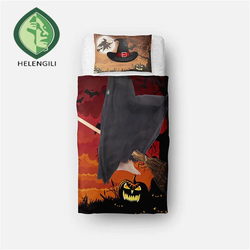 

HELENGILI 3D Bedding Set Witch Print Duvet cover set lifelike bedclothes with pillowcase bed set home Textiles #RW-10