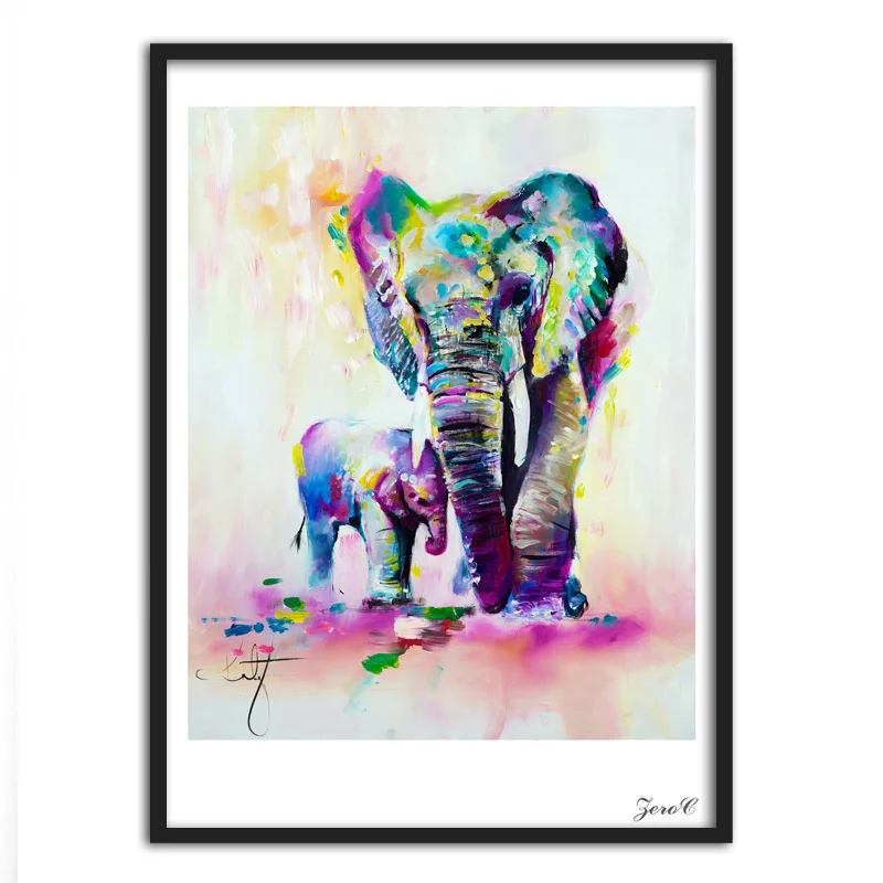 Nordic Style Canvas Art Prints Painting Poster, Print Oil Painting Elephant Wall Pictures for Home Decoration, Wall Decor