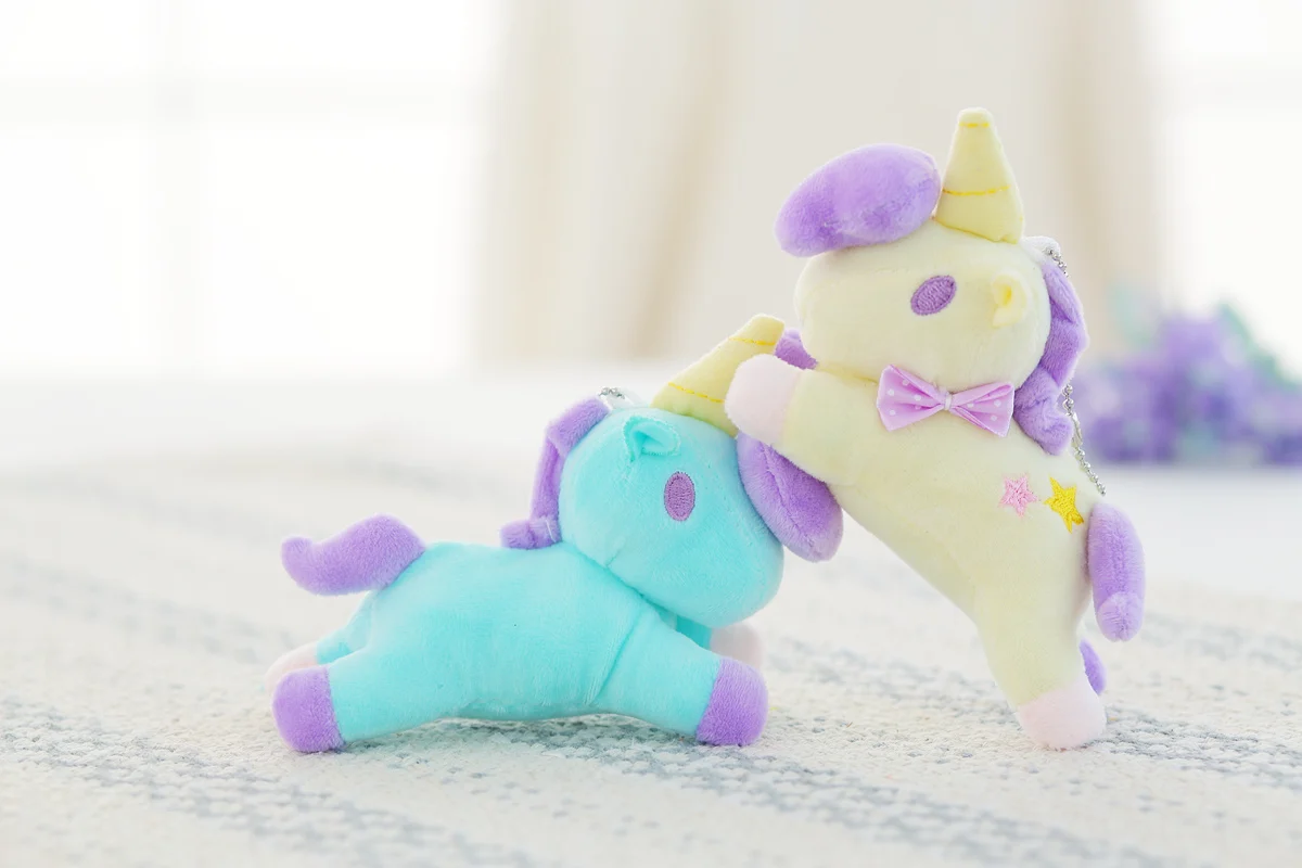 1Pcs Unicorn Plush Toy Keychain Plush with Keychain Cute Stuffed Kawaii Cute Baby Doll Key Chain Cute Pendant Small Baby Kid Toy