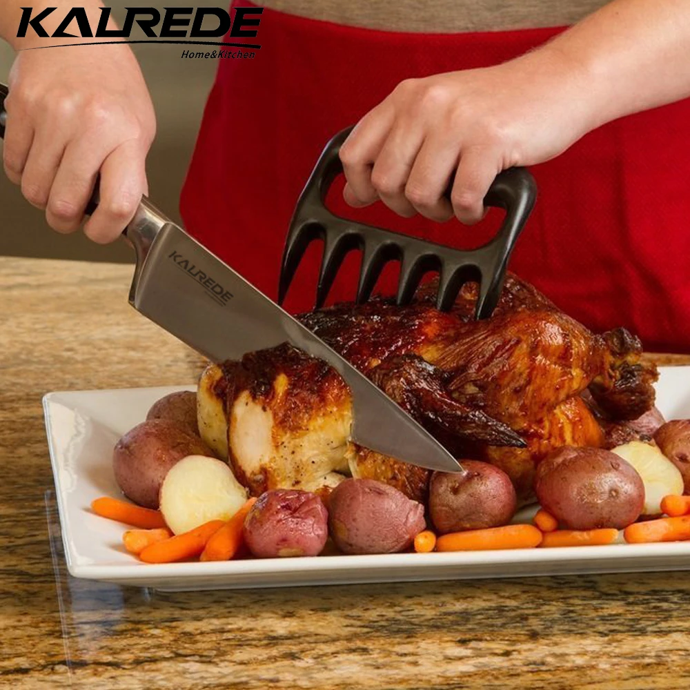 Kalrede 2pc Black Grizzly Bear Paws Claws Meat Handler Fork Tongs Lift