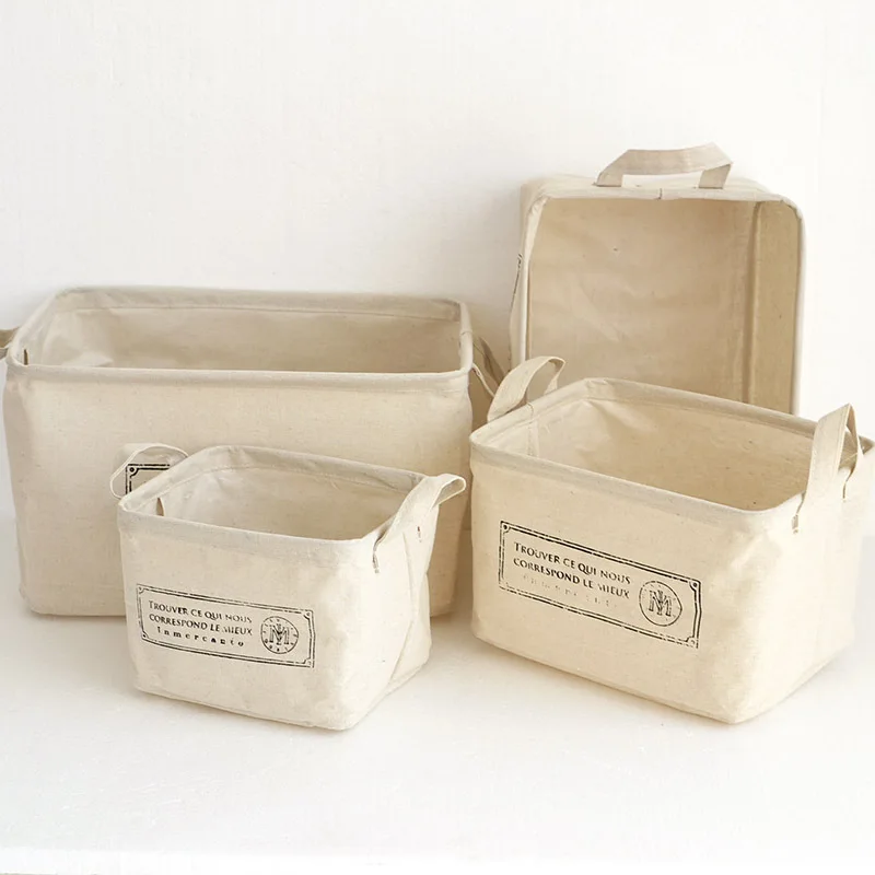 

High Quality Cotton Linen Desktop Storage Organizer Sundries Storage Box Cabinet Underwear Storage Basket Printing Fast Shipping