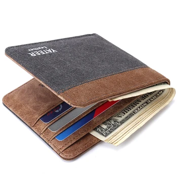 

2019 New Purse Wallets for Men with Checkbook Holder Small Canvas Purses New Design Dollar Slim Purse Money Clip Wallet