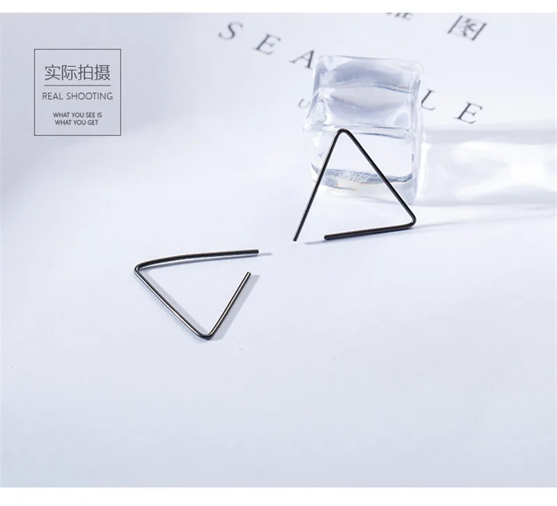 925 пробы Серебряная Геометрия Треугольник уха-кольцо линия ретро серьги дизайнер оригинальность минимализм открытие уха шпильки Z9387