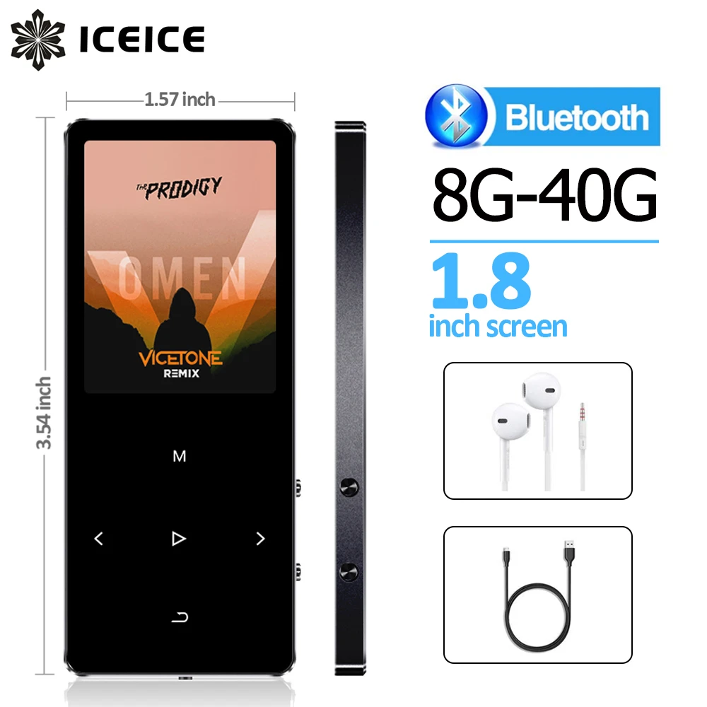 MP3 Player with bluetooth and Speaker 1.8 Screen touch keys hi fi fm radio mini sport MP 3 music player portable metal walkman