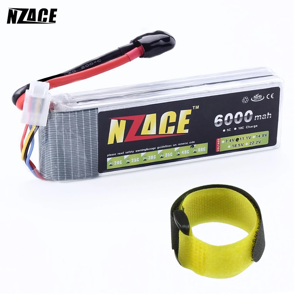 

NZACE POWER 3S lipo battery 11.1v 6000mAh 60C rc helicopter rc car rc boat quadcopter remote control toys Li-Polymer battey