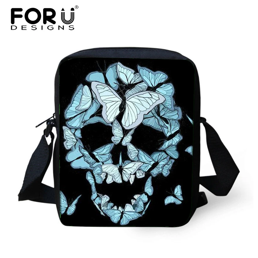 

FORUDESIGNS Women Messenger Bags Punk 3D Skull bag Cross-body Bag Ladies Mini Canvas Bag For Women Bolsas Carteras Mujer Marca