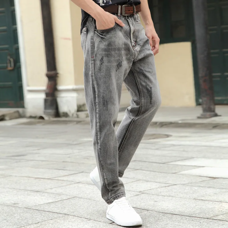 Человек свободные джинсы хип-хоп скейтборд джинсы Мешковатые штаны джинсы в стиле хип-хоп мужчины рэп джинсы серый штаны-шаровары