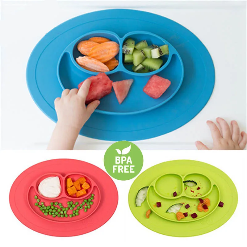 Mini Size Smile 1pc Baby Silicone plate Placemat Plate Food Grade