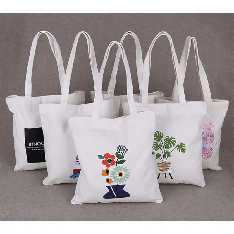 100 шт. цвета слоновой кости пользовательские красочный логотип холст Хлопковая Сумка-тоут модные природа хлопковое полотно сумки на плечо Повседневное сумка Eco