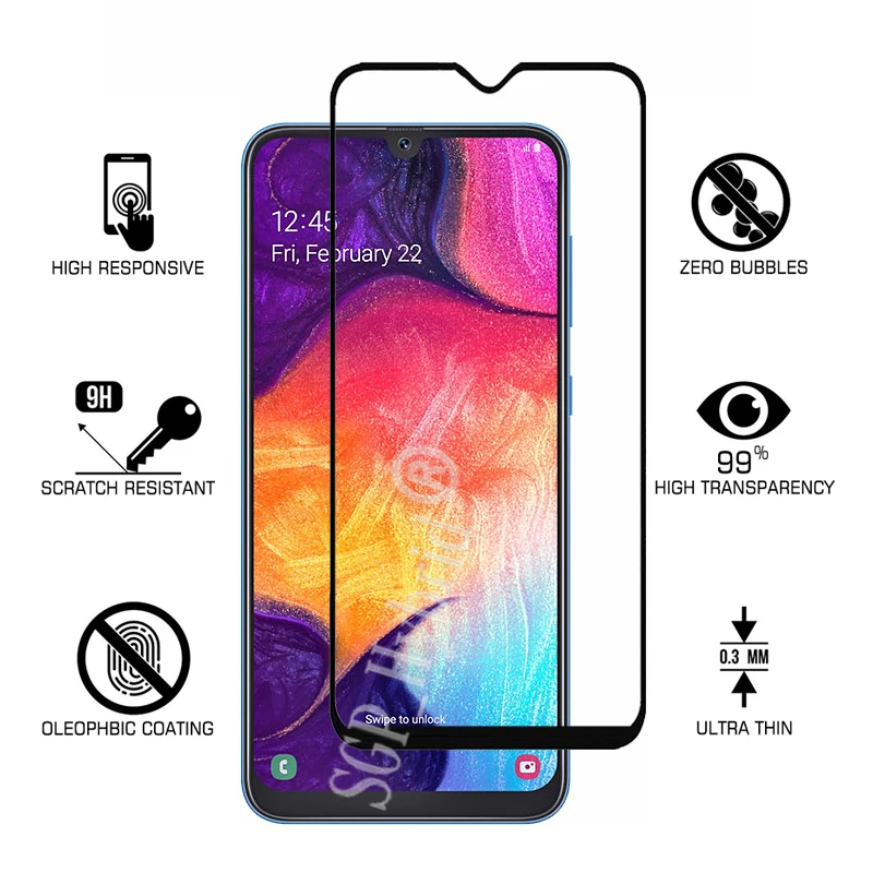 Закаленное стекло 9H для Samsung Galaxy A50 Защитная пленка экрана A70 A40 A30 A10 M30 M20 M10 2