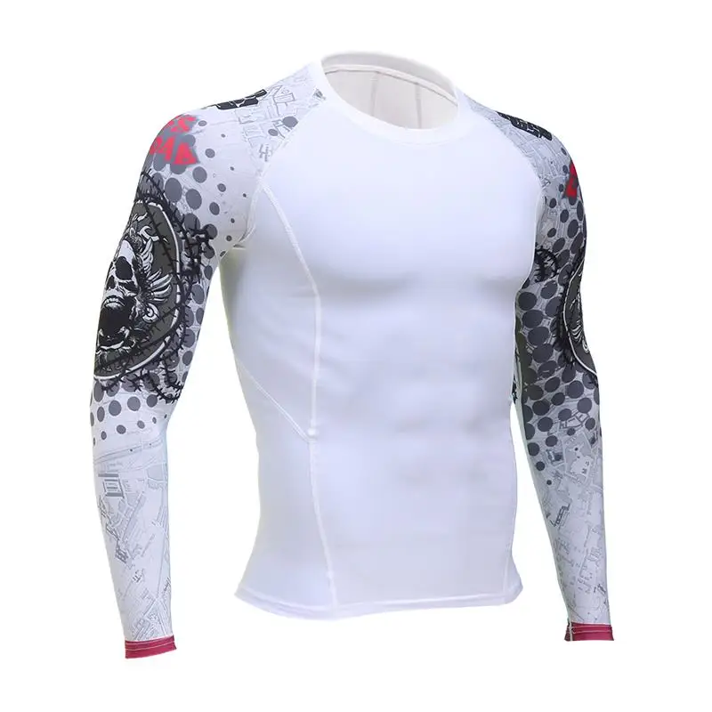 

men's new bodybuilding fitness long-sleeved T-shirt gym muscle male compression tight T-shirt men's tight sports shirt