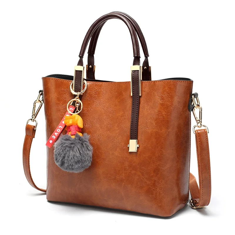 

Hand Bag High Quality Women Hot Handbags Totes Solid Genuine Leather Shoulder Bags Wax Cow Leather Ladies Crossbody Bags New T58