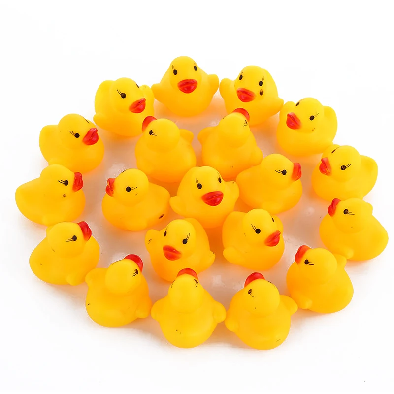 

10pcs Kawaii Mini Colorful Rubber Float Squeaky Sound Duck Bath Toy Baby Bathroom Water Pool Funny Toys for Girls Boys Gift
