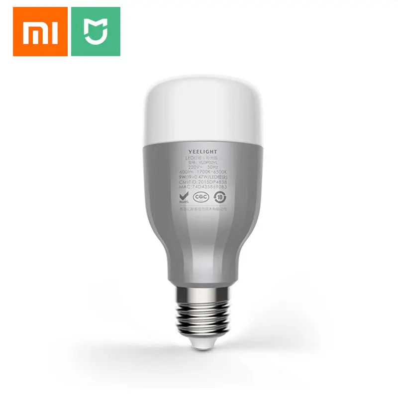 Умная Светодиодная лампа Xiaomi Yeelight Mi для умного дома 220 В E27 9 Вт 600 лм приложение Wi Fi