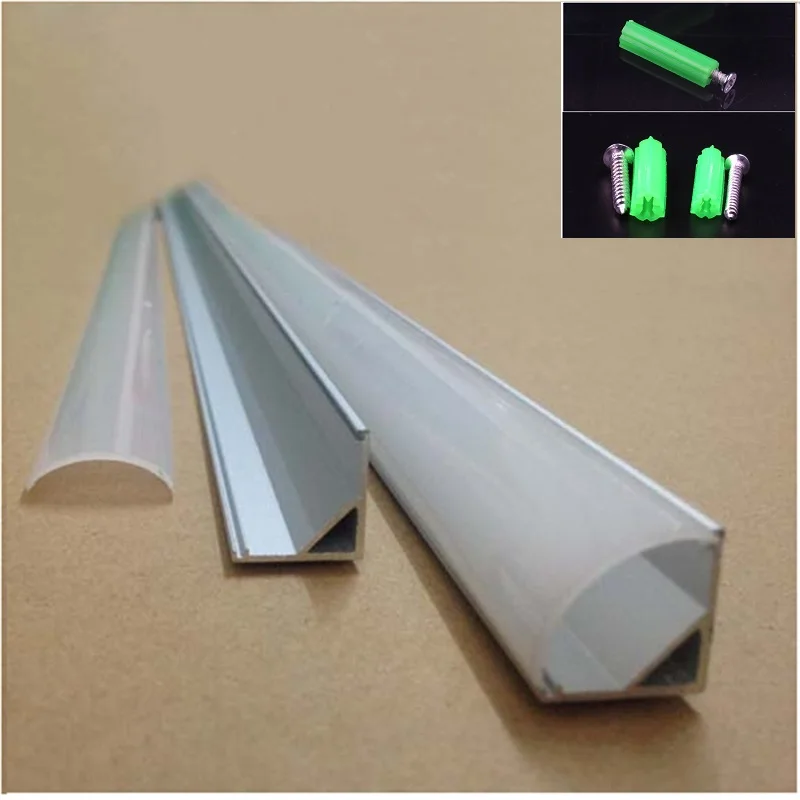 Tanie 20 80 m, 10 40 sztuk 2 metrów profil aluminiowy, 45 stopni rogu profil aluminiowy led do 10mm PCB pokładzie, pół okrągły led bar światła