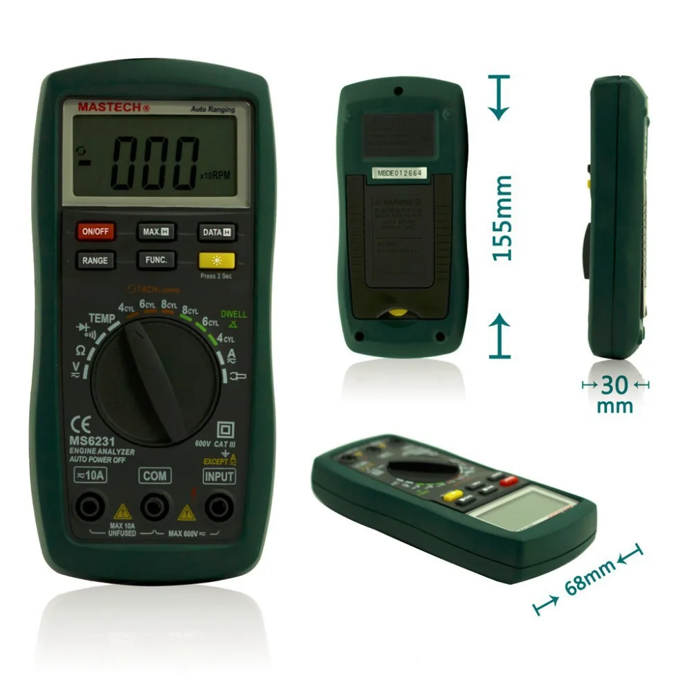 New Auto Range Digital Engine Analyzer MASTECH MS6231 Automotive