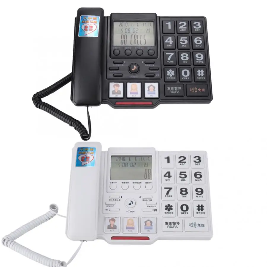 C219 Simple Style Fixed Telephone Landline Desk Phone for Home Office Desktop Telephone