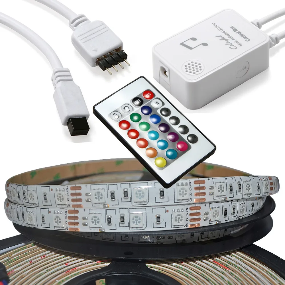 Музыкальная СВЕТОДИОДНАЯ лента SMD 5050 IP65 RGB 5 м Рождественская настольная
