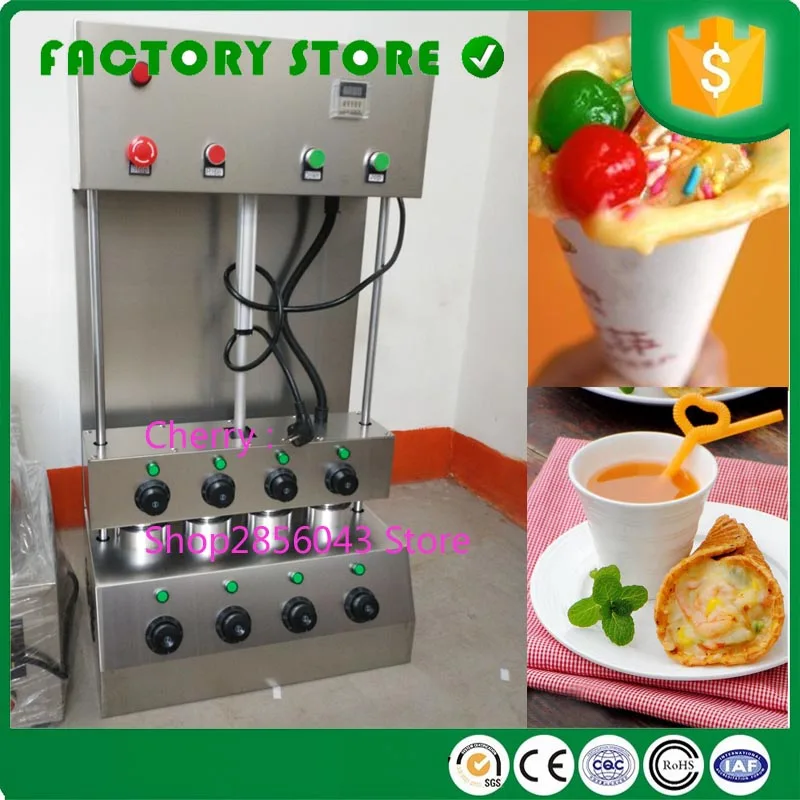 10% desconto automático de aço inoxidável 2/3/4 moldes elétrica comercial pizza forno pizza cone que faz a máquina
