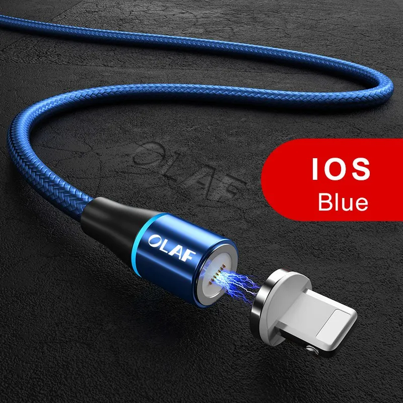 Олаф Магнитный кабель для передачи данных для iPhone Тип usb C микро USB кабель 8 pin адаптер быстрой зарядки с разъемом-Тип usb-C магнит Зарядное устройство Шнур - Цвет: Blue For IOS  Cable