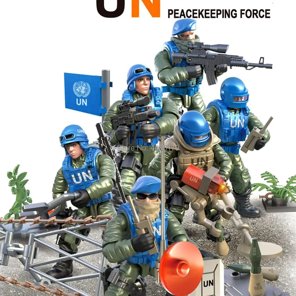 

hot LegoINGlys military United Nations peacekeeping force Counter terrorism war Building Blocks ww2 army figures brick toys gift