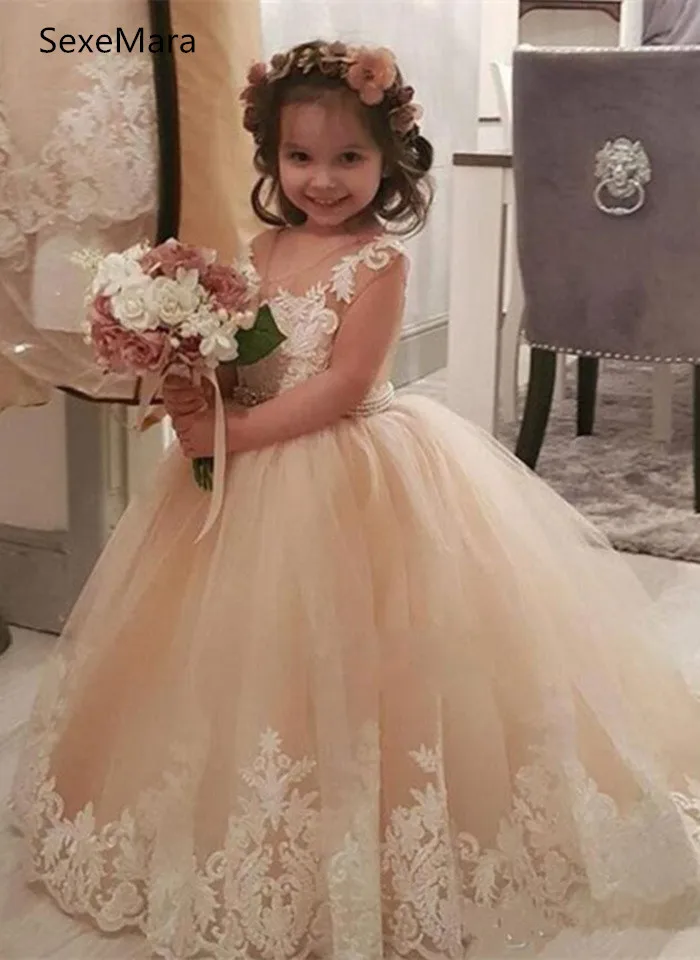 champagne lace flower girl dresses
