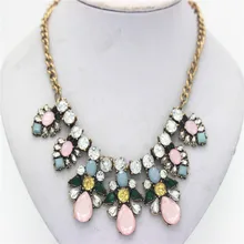 Ahmed Jewelry Europe Crystal Statement Flower Necklace For Woman 2016 New Vintage Necklaces Pendants Wholesale Price